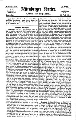 Nürnberger Kurier (Nürnberger Friedens- und Kriegs-Kurier) Donnerstag 25. Juli 1861