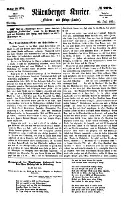 Nürnberger Kurier (Nürnberger Friedens- und Kriegs-Kurier) Montag 29. Juli 1861