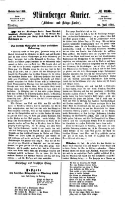 Nürnberger Kurier (Nürnberger Friedens- und Kriegs-Kurier) Dienstag 30. Juli 1861