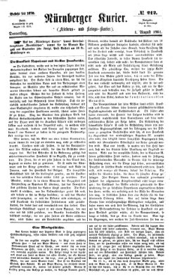 Nürnberger Kurier (Nürnberger Friedens- und Kriegs-Kurier) Donnerstag 1. August 1861