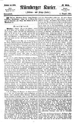 Nürnberger Kurier (Nürnberger Friedens- und Kriegs-Kurier) Samstag 3. August 1861