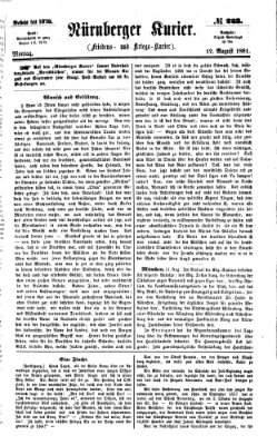 Nürnberger Kurier (Nürnberger Friedens- und Kriegs-Kurier) Montag 12. August 1861