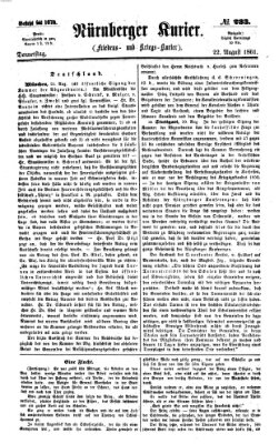 Nürnberger Kurier (Nürnberger Friedens- und Kriegs-Kurier) Donnerstag 22. August 1861