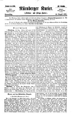 Nürnberger Kurier (Nürnberger Friedens- und Kriegs-Kurier) Donnerstag 29. August 1861