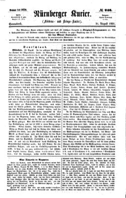 Nürnberger Kurier (Nürnberger Friedens- und Kriegs-Kurier) Samstag 31. August 1861