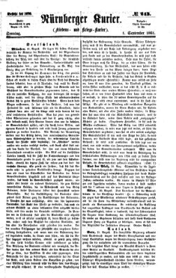 Nürnberger Kurier (Nürnberger Friedens- und Kriegs-Kurier) Sonntag 1. September 1861