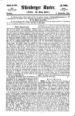 Nürnberger Kurier (Nürnberger Friedens- und Kriegs-Kurier) Dienstag 3. September 1861