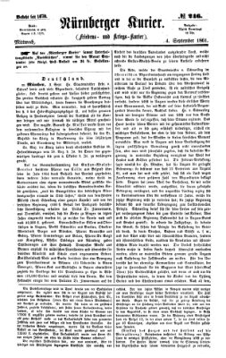 Nürnberger Kurier (Nürnberger Friedens- und Kriegs-Kurier) Mittwoch 4. September 1861