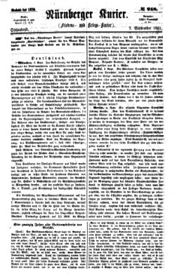 Nürnberger Kurier (Nürnberger Friedens- und Kriegs-Kurier) Samstag 7. September 1861