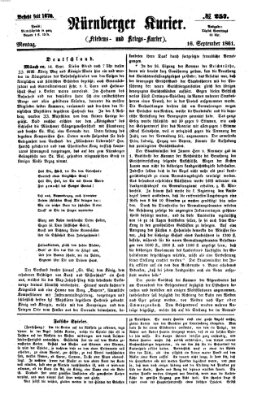 Nürnberger Kurier (Nürnberger Friedens- und Kriegs-Kurier) Montag 16. September 1861