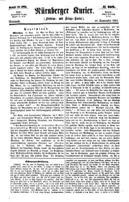 Nürnberger Kurier (Nürnberger Friedens- und Kriegs-Kurier) Mittwoch 18. September 1861