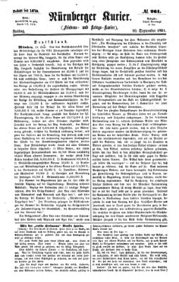 Nürnberger Kurier (Nürnberger Friedens- und Kriegs-Kurier) Freitag 20. September 1861