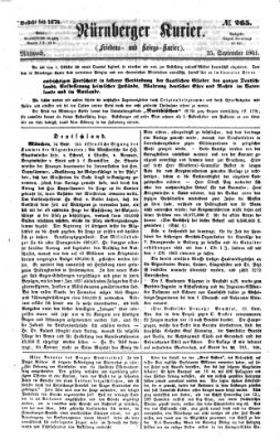 Nürnberger Kurier (Nürnberger Friedens- und Kriegs-Kurier) Mittwoch 25. September 1861