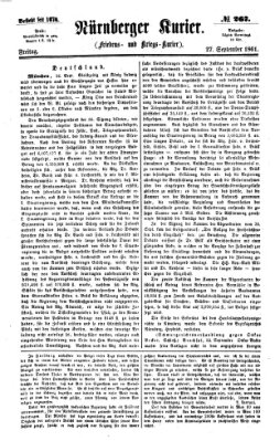 Nürnberger Kurier (Nürnberger Friedens- und Kriegs-Kurier) Freitag 27. September 1861