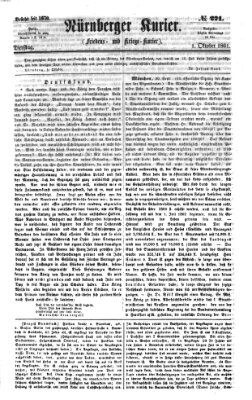 Nürnberger Kurier (Nürnberger Friedens- und Kriegs-Kurier) Dienstag 1. Oktober 1861