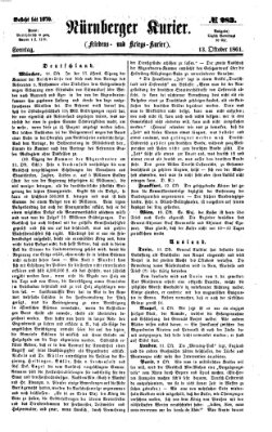 Nürnberger Kurier (Nürnberger Friedens- und Kriegs-Kurier) Sonntag 13. Oktober 1861