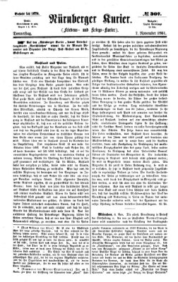 Nürnberger Kurier (Nürnberger Friedens- und Kriegs-Kurier) Donnerstag 7. November 1861