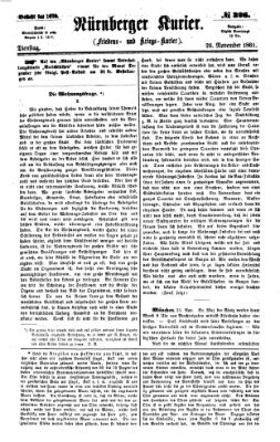 Nürnberger Kurier (Nürnberger Friedens- und Kriegs-Kurier) Dienstag 26. November 1861