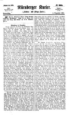 Nürnberger Kurier (Nürnberger Friedens- und Kriegs-Kurier) Donnerstag 5. Dezember 1861