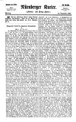 Nürnberger Kurier (Nürnberger Friedens- und Kriegs-Kurier) Montag 16. Dezember 1861