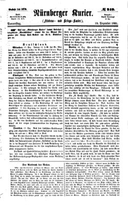 Nürnberger Kurier (Nürnberger Friedens- und Kriegs-Kurier) Donnerstag 19. Dezember 1861