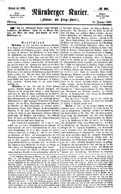 Nürnberger Kurier (Nürnberger Friedens- und Kriegs-Kurier) Montag 27. Januar 1862