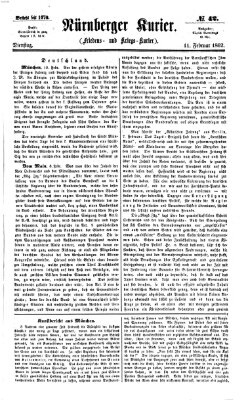 Nürnberger Kurier (Nürnberger Friedens- und Kriegs-Kurier) Dienstag 11. Februar 1862