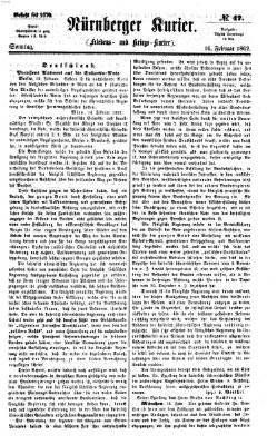 Nürnberger Kurier (Nürnberger Friedens- und Kriegs-Kurier) Sonntag 16. Februar 1862