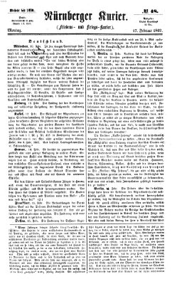 Nürnberger Kurier (Nürnberger Friedens- und Kriegs-Kurier) Montag 17. Februar 1862