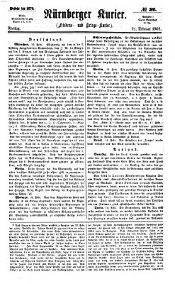 Nürnberger Kurier (Nürnberger Friedens- und Kriegs-Kurier) Freitag 21. Februar 1862