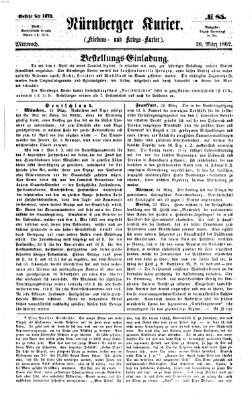 Nürnberger Kurier (Nürnberger Friedens- und Kriegs-Kurier) Mittwoch 26. März 1862