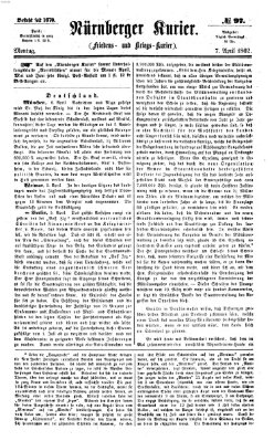 Nürnberger Kurier (Nürnberger Friedens- und Kriegs-Kurier) Montag 7. April 1862