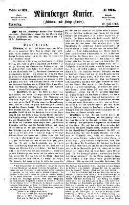 Nürnberger Kurier (Nürnberger Friedens- und Kriegs-Kurier) Donnerstag 17. Juli 1862