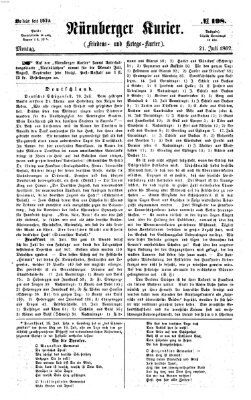 Nürnberger Kurier (Nürnberger Friedens- und Kriegs-Kurier) Montag 21. Juli 1862