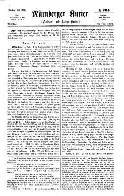 Nürnberger Kurier (Nürnberger Friedens- und Kriegs-Kurier) Montag 28. Juli 1862