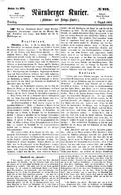 Nürnberger Kurier (Nürnberger Friedens- und Kriegs-Kurier) Dienstag 5. August 1862