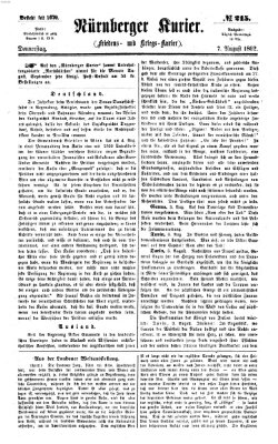 Nürnberger Kurier (Nürnberger Friedens- und Kriegs-Kurier) Donnerstag 7. August 1862