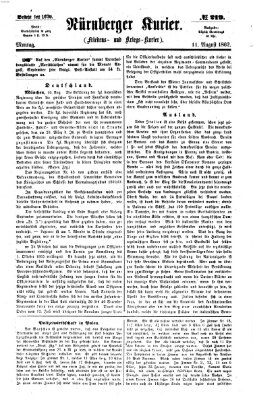 Nürnberger Kurier (Nürnberger Friedens- und Kriegs-Kurier) Montag 11. August 1862