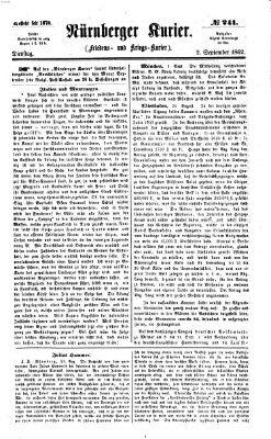 Nürnberger Kurier (Nürnberger Friedens- und Kriegs-Kurier) Dienstag 2. September 1862