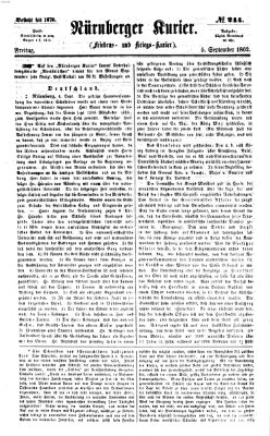 Nürnberger Kurier (Nürnberger Friedens- und Kriegs-Kurier) Freitag 5. September 1862