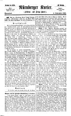 Nürnberger Kurier (Nürnberger Friedens- und Kriegs-Kurier) Samstag 6. September 1862