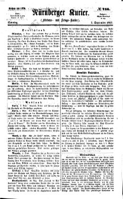 Nürnberger Kurier (Nürnberger Friedens- und Kriegs-Kurier) Sonntag 7. September 1862