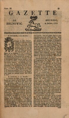 Gazette de Brunswig Mittwoch 8. Januar 1755