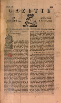 Gazette de Brunswig Mittwoch 17. Dezember 1755