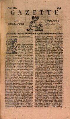 Gazette de Brunswig Mittwoch 24. Dezember 1755