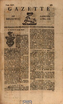 Gazette de Brunswig Samstag 27. März 1756