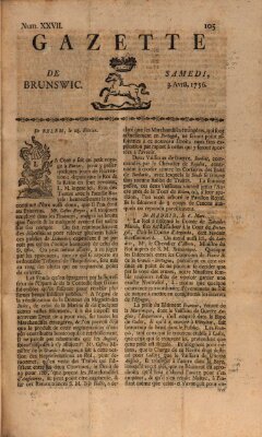 Gazette de Brunswig Samstag 3. April 1756