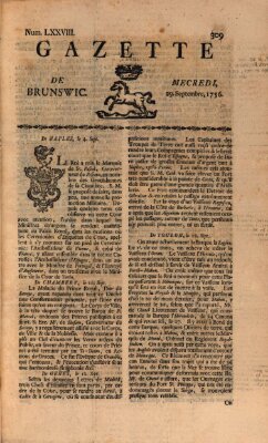 Gazette de Brunswig Mittwoch 29. September 1756