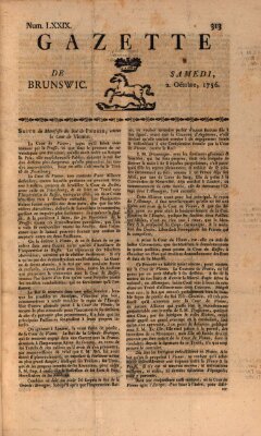 Gazette de Brunswig Samstag 2. Oktober 1756