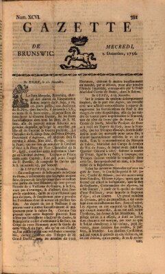 Gazette de Brunswig Mittwoch 1. Dezember 1756